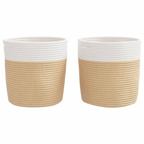 Opbergmanden 2 st Ø 28x28 cm katoen beige en wit