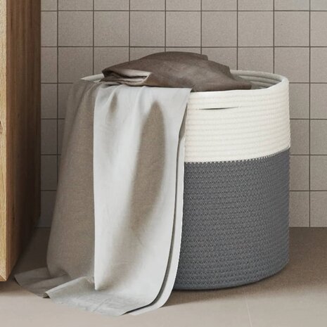 Opbergmand Ø 40x35 cm katoen grijs en wit