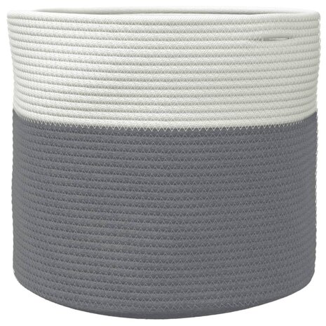 Opbergmand Ø 40x35 cm katoen grijs en wit