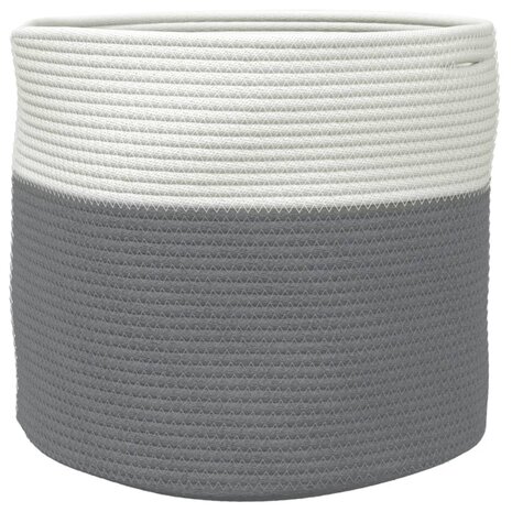 Opbergmand Ø 40x35 cm katoen grijs en wit