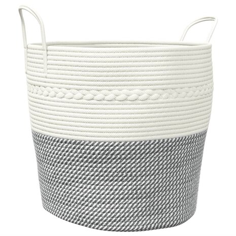 Opbergmand Ø 43x38 cm katoen grijs en wit