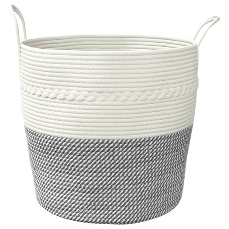 Opbergmand Ø 43x38 cm katoen grijs en wit