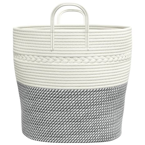 Opbergmand Ø 43x38 cm katoen grijs en wit