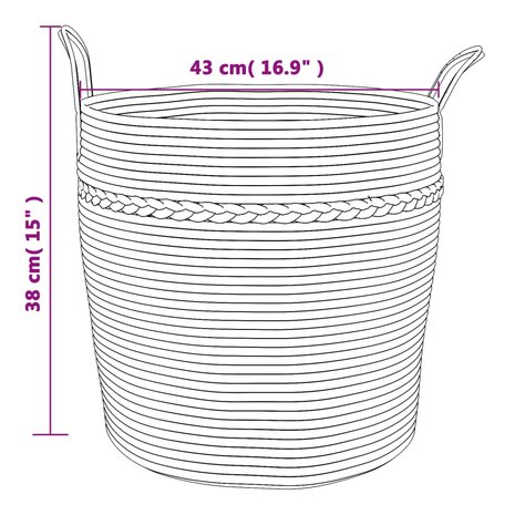 Opbergmand Ø 43x38 cm katoen grijs en wit