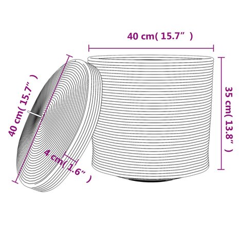 Opbergmand met deksel Ø 40x35 cm katoen wit en zwart