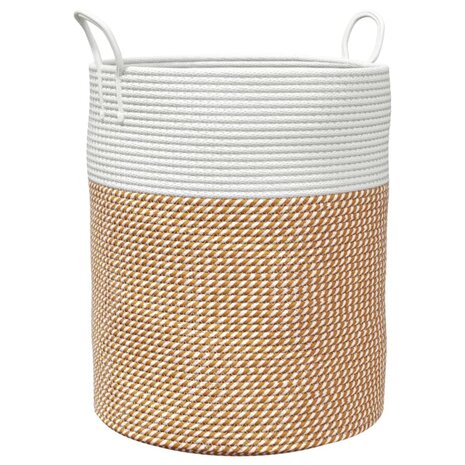 Opbergmand Ø 38x46 cm katoen bruin en wit