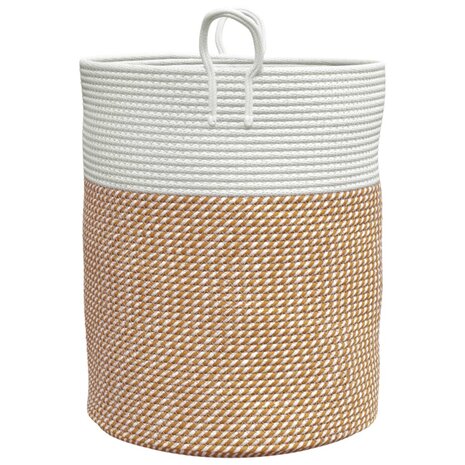 Opbergmand Ø 38x46 cm katoen bruin en wit