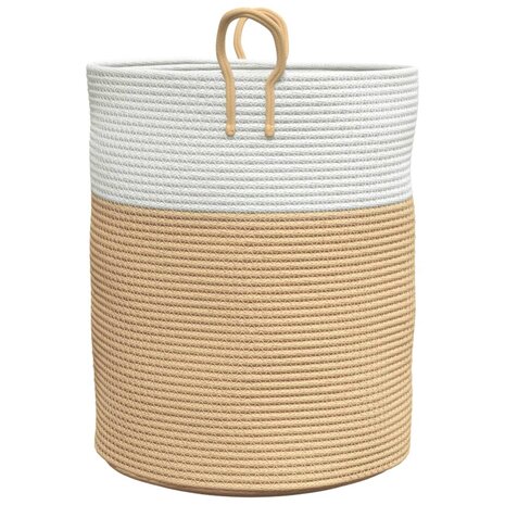 Opbergmand Ø 38x46 cm katoen beige en wit