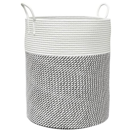 Opbergmand Ø 38x46 cm katoen grijs en wit