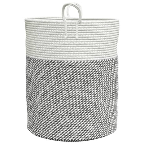 Opbergmand Ø 38x46 cm katoen grijs en wit