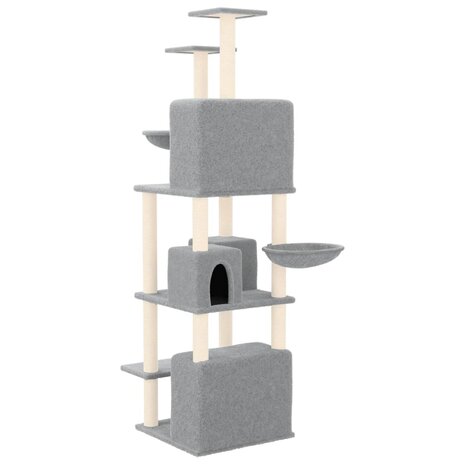 Kattenmeubel met sisal krabpalen 180 cm lichtgrijs