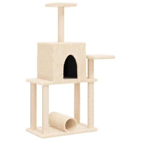 Kattenmeubel met sisal krabpalen 122 cm crèmekleurig