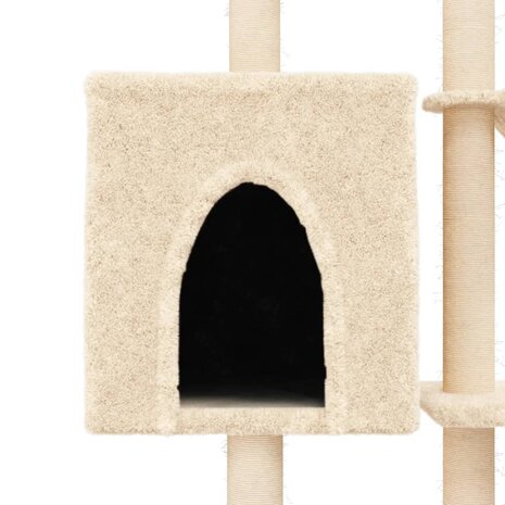 Kattenmeubel met sisal krabpalen 145 cm crèmekleurig