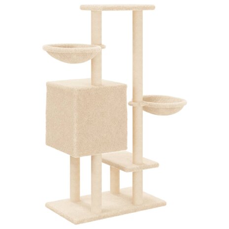 Kattenmeubel met sisal krabpalen 117 cm crèmekleurig