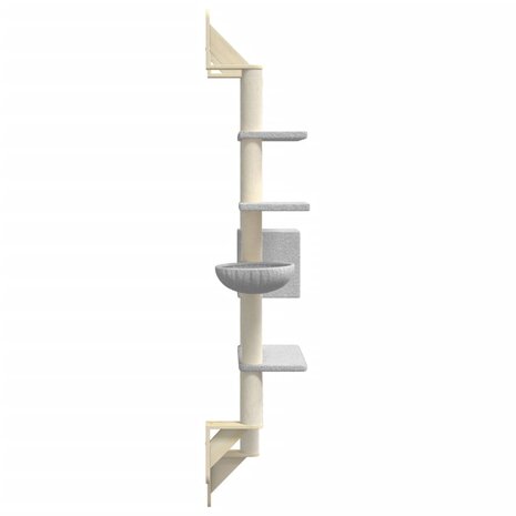 Kattenmeubel wandgemonteerd met krabpaal 180 cm lichtgrijs