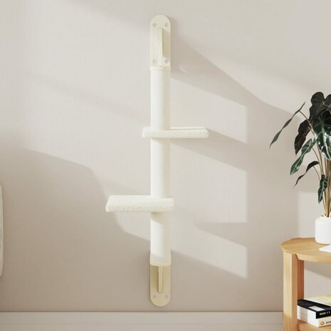 Kattenmeubel Wandgemonteerd Met Krabpaal 108 Cm Kleurig Crème