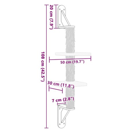 Kattenmeubel Wandgemonteerd Met Krabpaal 108 Cm Kleurig Crème