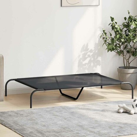Hondenmand verhoogd 130x80x20 cm textiel en staal zwart