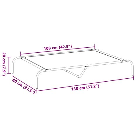 Hondenmand verhoogd 130x80x20 cm textiel en staal zwart