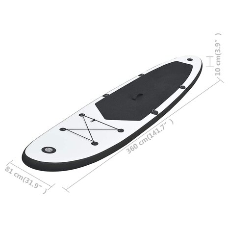 Stand Up Paddleboardset Opblaasbaar En Wit 360 x 81 x 10 cm Zwart