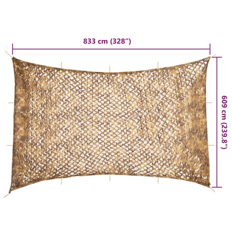 Camouflagenet met opbergzak 833x609 cm zandkleurig