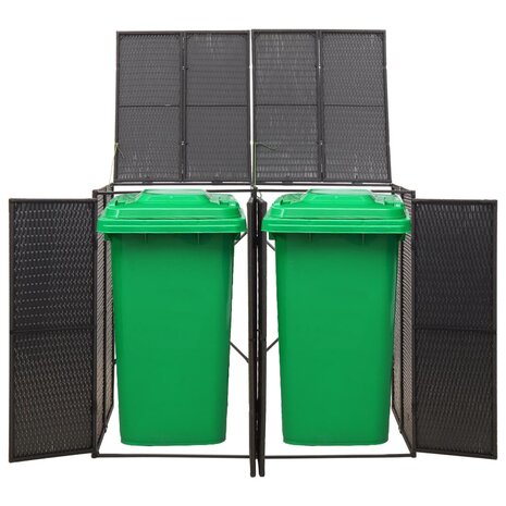Containerberging dubbel 140x80x117 cm poly rattan zwart