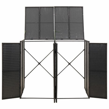 Containerberging dubbel 140x80x117 cm poly rattan zwart