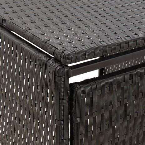 Containerberging driedubbel 207x80x117 cm poly rattan zwart