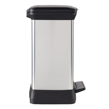 Pedaalemmer Deco rechthoekig 30 L zilverkleurig