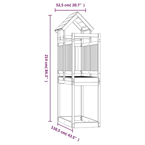 Speeltoren 52,5x110,5x214 cm massief grenenhout