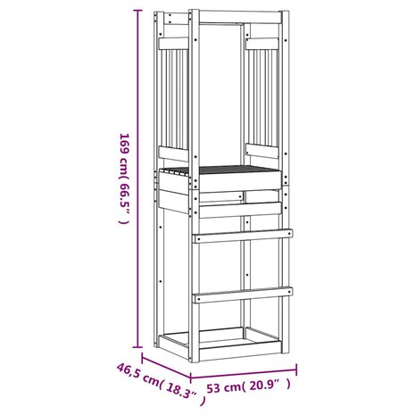 Speeltoren 53x46,5x169 cm massief grenenhout