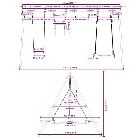 Schommelset met schommel, trapeze en nestschommel
