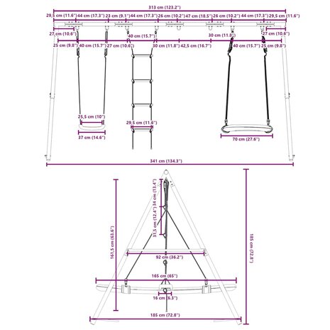 Schommelset met schommel, ladder en nestschommel