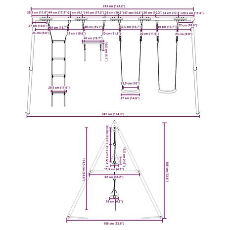 Schommelset met schommels, trapeze en ladder