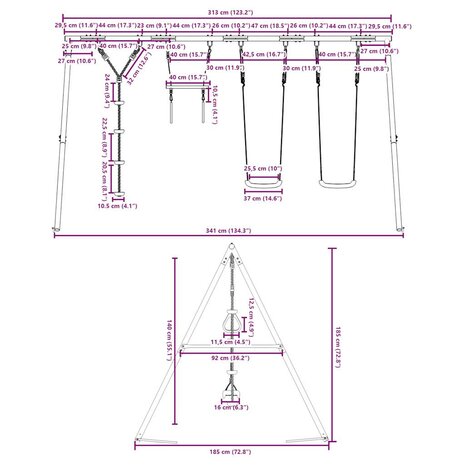 Schommelset met schommels, trapeze en klimschommel met schijven