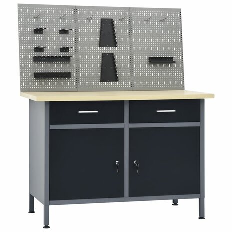 Werkbank met 3 wandpanelen