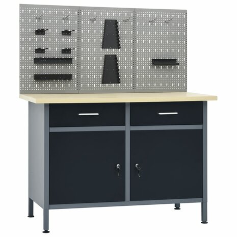 Werkbank met 3 wandpanelen
