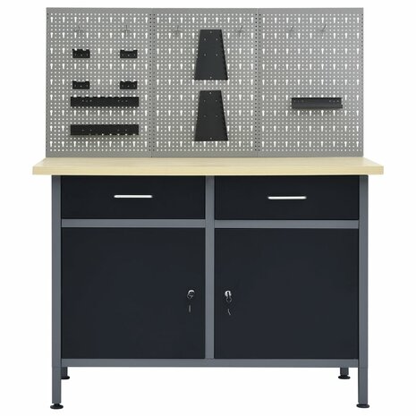 Werkbank met 3 wandpanelen
