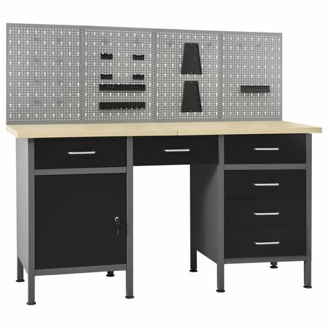 Werkbank met vier wandpanelen