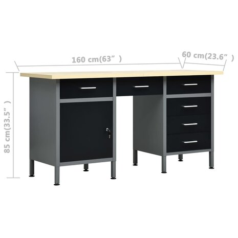 Werkbank met vier wandpanelen