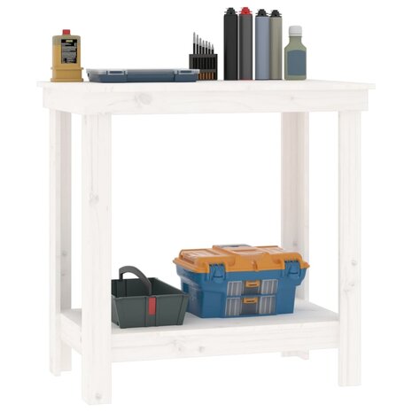 Werkbank 80x50x80 cm massief grenenhout wit
