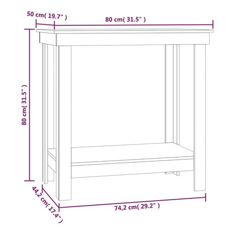 Werkbank 80x50x80 cm massief grenenhout wit