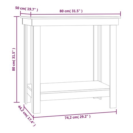 werkbank 80x50x80 cm massief grenenhout zwart