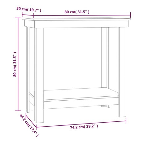 Werkbank 80x50x80 cm massief grenenhout honingbruin