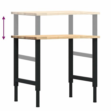 Werkbank 80x60x(71,5-98) cm massief eikenhout