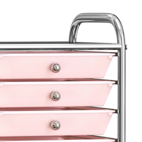 Opbergtrolley met 10 lades mobiel kunststof ombre roze