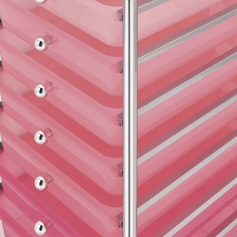 Opbergtrolley met 10 lades mobiel kunststof ombre roze