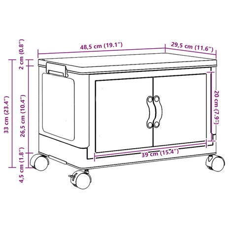 Opbergbox stapelbaar met wielen 28 L 48,5x29,5x33 cm