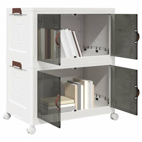 Opbergbox stapelbaar met wielen 2-laags 75 L 64x40x76 cm