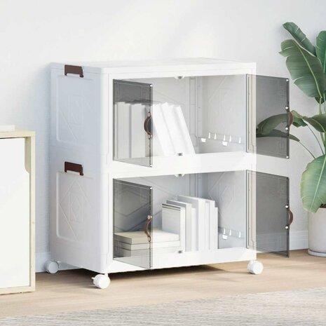 Opbergbox stapelbaar met wielen 2-laags 75 L 64x40x76 cm